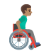 man in manual wheelchair facing right, medium skin tone